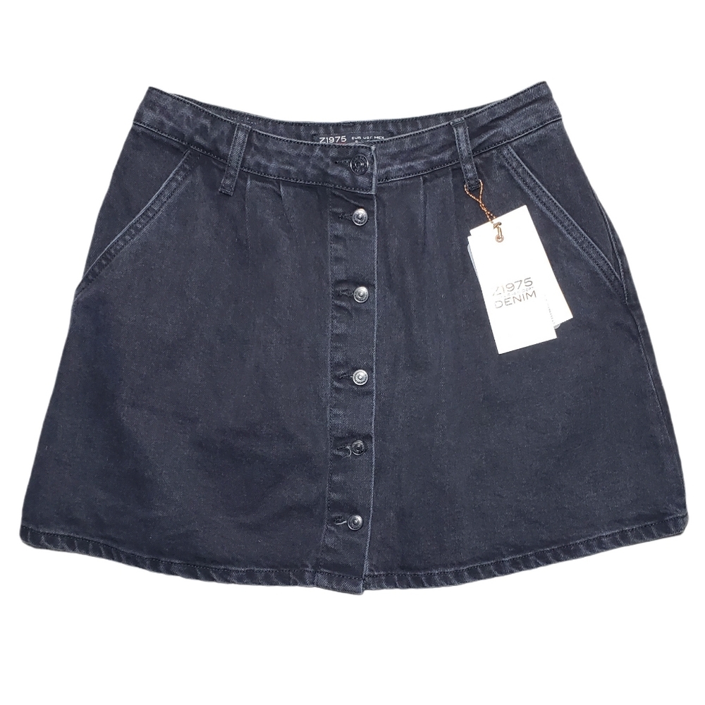 ZARA Denim Button Front Mini Skirt Size S NWT